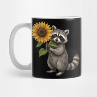 Raccoon Holding Sunflower Wildlife Nature Lover Mug