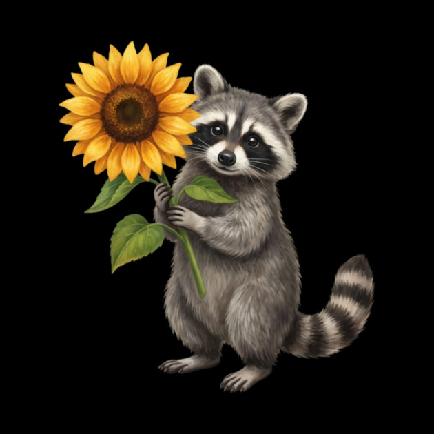 Raccoon Holding Sunflower Wildlife Nature Lover by ArtistTee ⭐⭐⭐⭐⭐