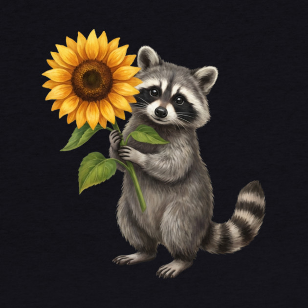 Raccoon Holding Sunflower Wildlife Nature Lover by ArtistTee ⭐⭐⭐⭐⭐