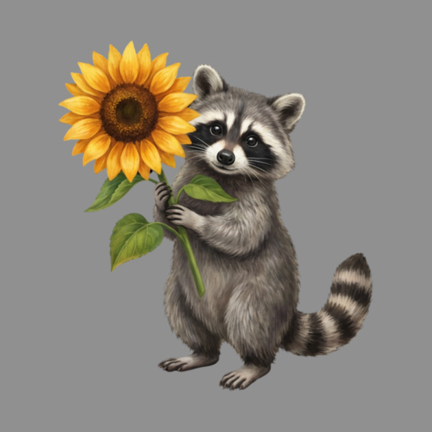 Raccoon Holding Sunflower Wildlife Nature Lover by ArtistTee ⭐⭐⭐⭐⭐
