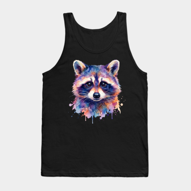 Watercolor Raccoon Painting Animal Lover Gift Tank Top by ArtistTee ⭐⭐⭐⭐⭐