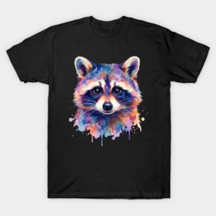 Watercolor Raccoon Painting Animal Lover Gift T-Shirt