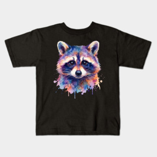 Watercolor Raccoon Painting Animal Lover Gift Kids T-Shirt
