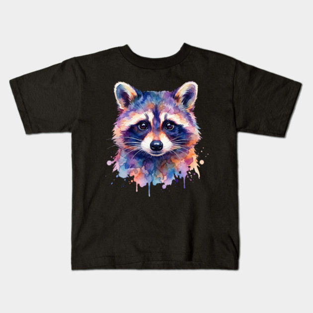 Watercolor Raccoon Painting Animal Lover Gift Kids T-Shirt by ArtistTee ⭐⭐⭐⭐⭐