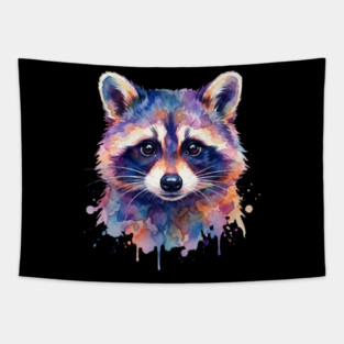 Watercolor Raccoon Painting Animal Lover Gift Tapestry