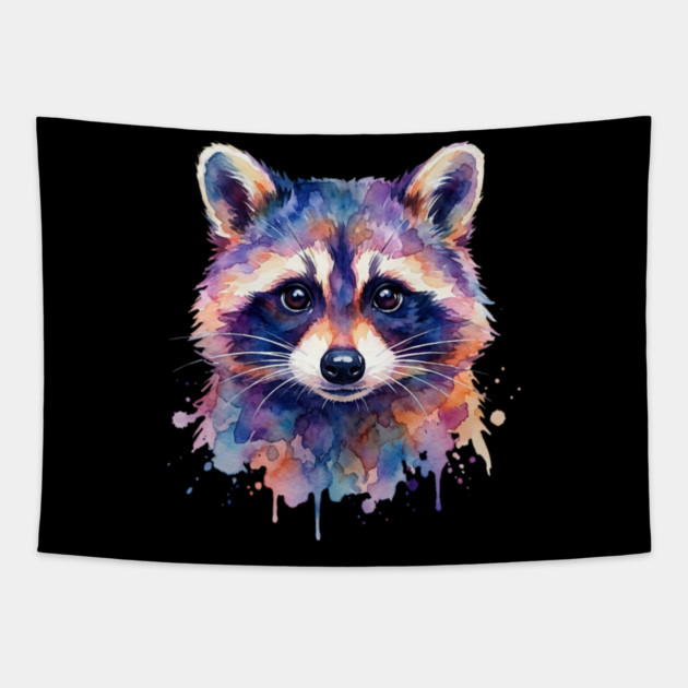 Watercolor Raccoon Painting Animal Lover Gift Tapestry by ArtistTee ⭐⭐⭐⭐⭐