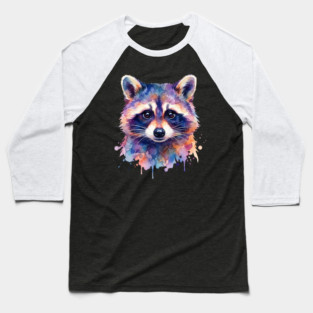 Watercolor Raccoon Painting Animal Lover Gift Baseball T-Shirt