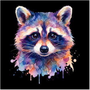 Watercolor Raccoon Painting Animal Lover Gift Posters and Art