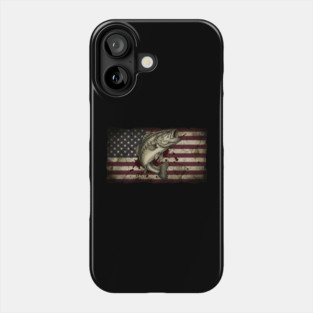 American Flag Bass Fishing Patriotic Angler Phone Case