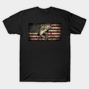 American Flag Bass Fishing Patriotic Angler T-Shirt