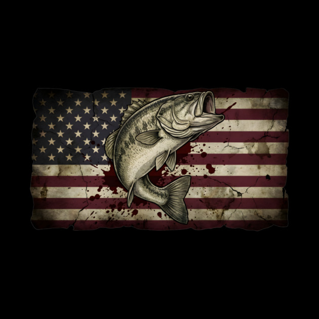 American Flag Bass Fishing Patriotic Angler by ArtistTee ⭐⭐⭐⭐⭐
