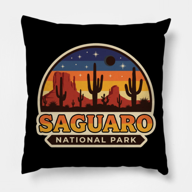 Saguaro National Park Vintage Desert Travel Pillow by ArtistTee ⭐⭐⭐⭐⭐