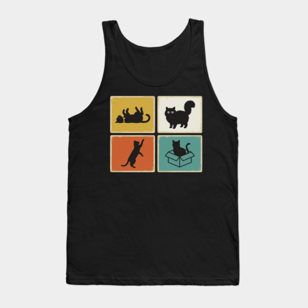 Retro Cat Silhouettes Cat Lover Tank Top by ArtistTee ⭐⭐⭐⭐⭐