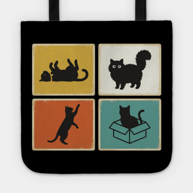 Retro Cat Silhouettes Cat Lover Tote by ArtistTee ⭐⭐⭐⭐⭐
