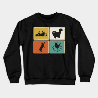 Retro Cat Silhouettes Cat Lover Crewneck Sweatshirt