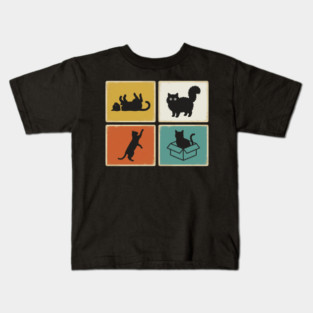 Retro Cat Silhouettes Cat Lover Kids T-Shirt