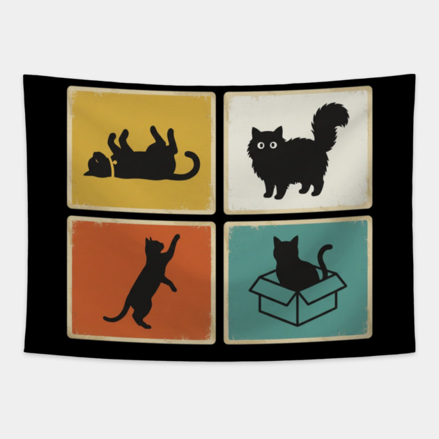 Retro Cat Silhouettes Cat Lover Tapestry by ArtistTee ⭐⭐⭐⭐⭐