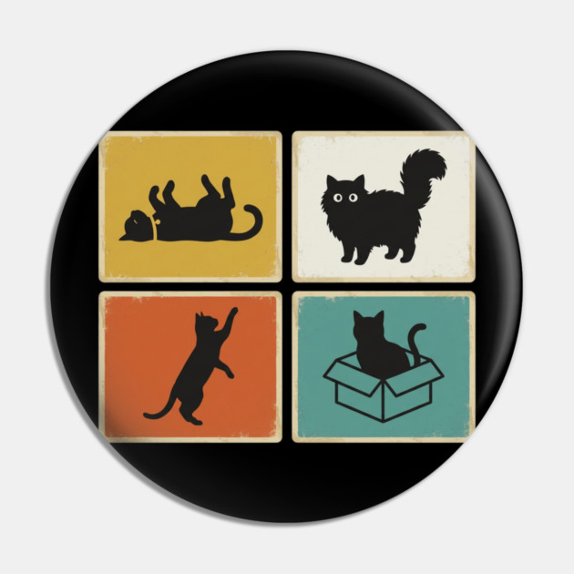 Retro Cat Silhouettes Cat Lover Pin by ArtistTee ⭐⭐⭐⭐⭐