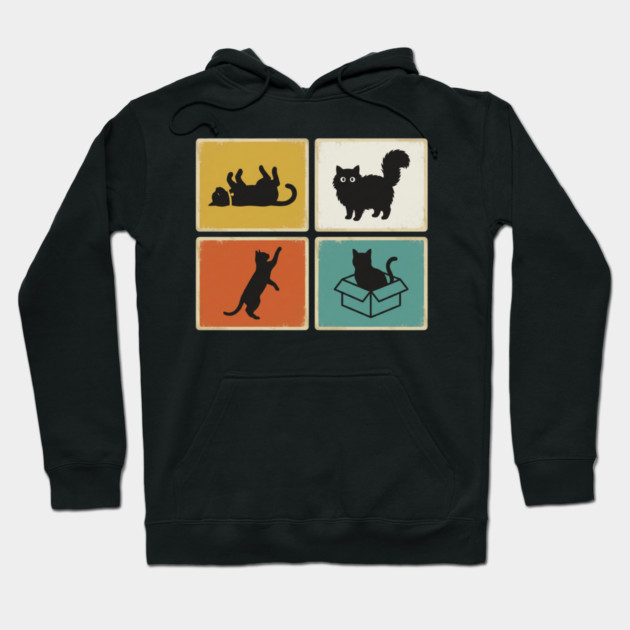 Retro Cat Silhouettes Cat Lover Hoodie by ArtistTee ⭐⭐⭐⭐⭐