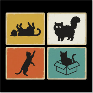 Retro Cat Silhouettes Cat Lover Posters and Art
