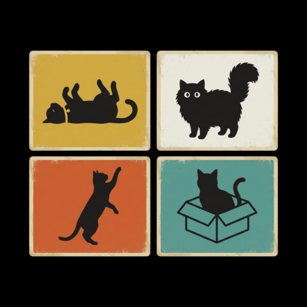 Retro Cat Silhouettes Cat Lover by ArtistTee ⭐⭐⭐⭐⭐