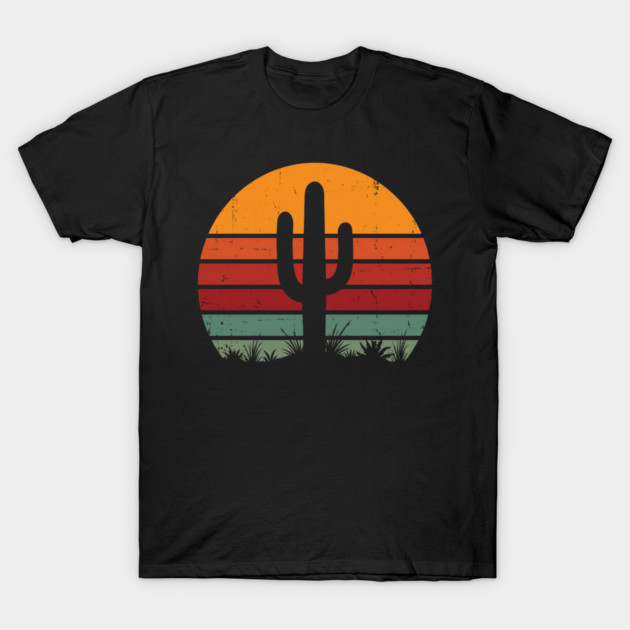 Retro Cactus Sunset Desert Vibes T-Shirt by ArtistTee ⭐⭐⭐⭐⭐