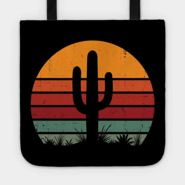 Retro Cactus Sunset Desert Vibes Tote by ArtistTee ⭐⭐⭐⭐⭐