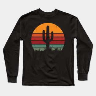 Retro Cactus Sunset Desert Vibes Long Sleeve T-Shirt