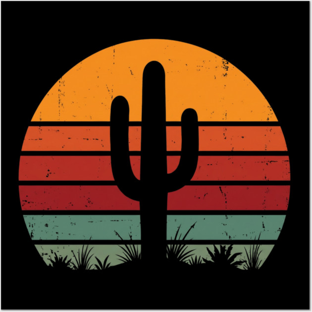 Retro Cactus Sunset Desert Vibes Wall Art by ArtistTee ⭐⭐⭐⭐⭐