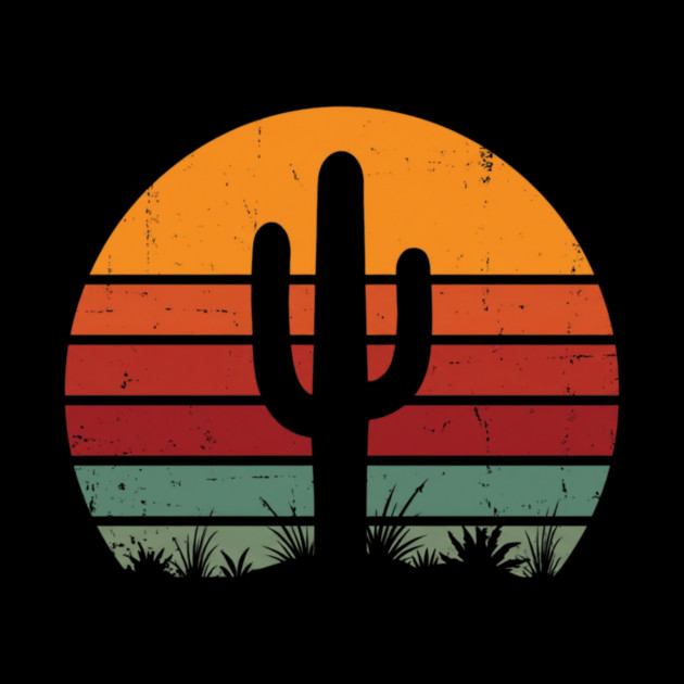 Retro Cactus Sunset Desert Vibes by ArtistTee ⭐⭐⭐⭐⭐