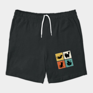 Four Black Cat Silhouettes Cat Lover Shorts