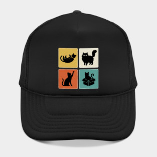 Four Black Cat Silhouettes Cat Lover Hat