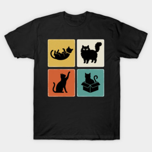 Four Black Cat Silhouettes Cat Lover T-Shirt
