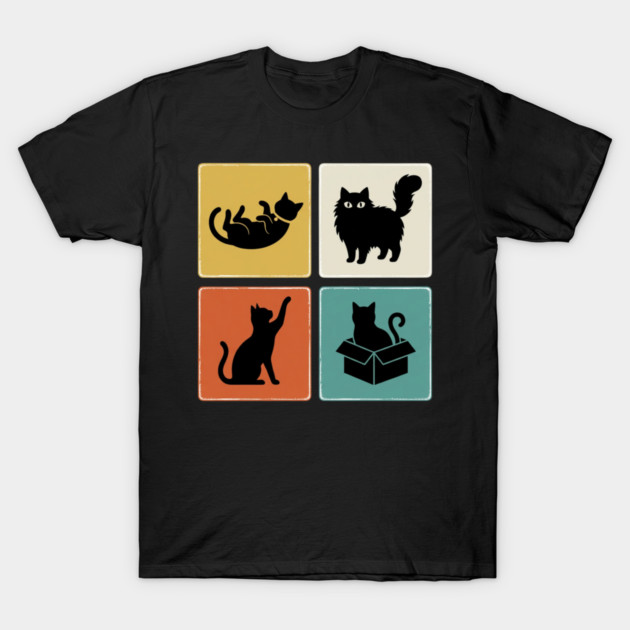 Four Black Cat Silhouettes Cat Lover T-Shirt by ArtistTee ⭐⭐⭐⭐⭐