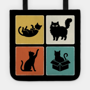 Four Black Cat Silhouettes Cat Lover Tote