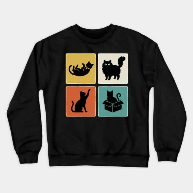 Four Black Cat Silhouettes Cat Lover Crewneck Sweatshirt by ArtistTee ⭐⭐⭐⭐⭐