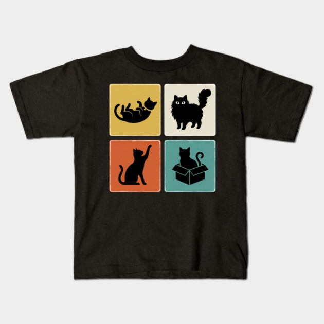 Four Black Cat Silhouettes Cat Lover Kids T-Shirt by ArtistTee ⭐⭐⭐⭐⭐