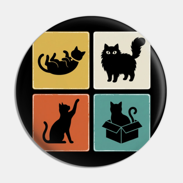 Four Black Cat Silhouettes Cat Lover Pin by ArtistTee ⭐⭐⭐⭐⭐
