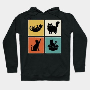 Four Black Cat Silhouettes Cat Lover Hoodie