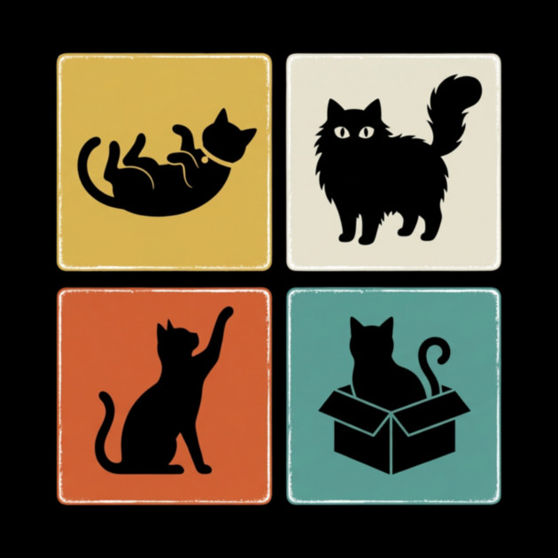 Four Black Cat Silhouettes Cat Lover by ArtistTee ⭐⭐⭐⭐⭐