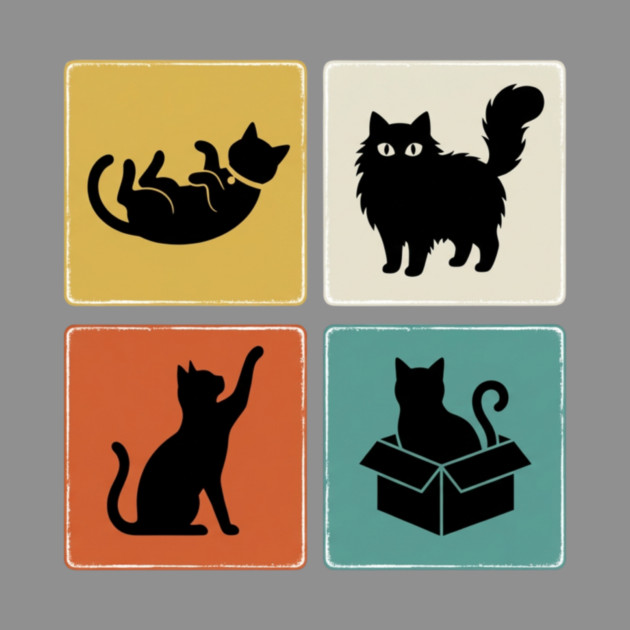 Four Black Cat Silhouettes Cat Lover by ArtistTee ⭐⭐⭐⭐⭐