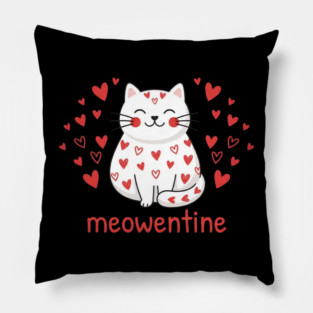 Meowentine Cat Lover Valentine's Day Pillow
