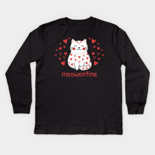 Meowentine Cat Lover Valentine's Day Kids Long Sleeve T-Shirt