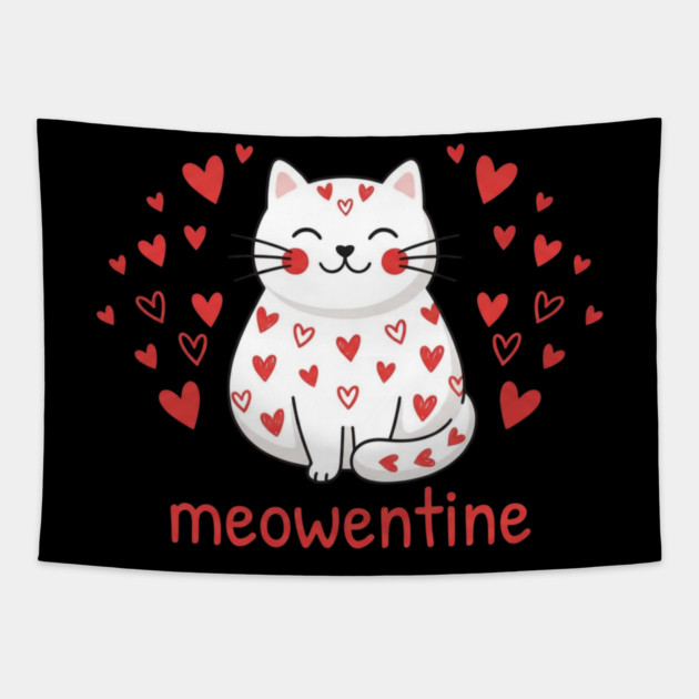 Meowentine Cat Lover Valentine's Day Tapestry by ArtistTee ⭐⭐⭐⭐⭐
