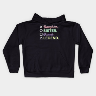 X Daughter O Sister Square Gamer Triangle Legend Kids Hoodie
