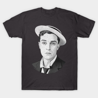 Buster Keaton Digital Distressed Grunge Portrait of The Great Stone Face T-Shirt