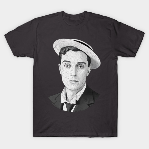 Buster Keaton Digital Distressed Grunge Portrait of The Great Stone Face T-Shirt by Luxinda