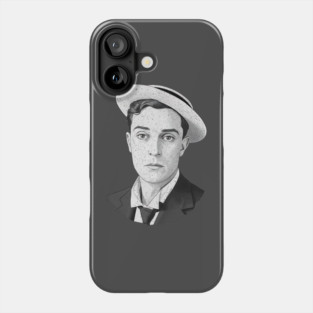 Buster Keaton Digital Distressed Grunge Portrait of The Great Stone Face Phone Case