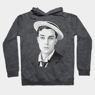 Buster Keaton Digital Distressed Grunge Portrait of The Great Stone Face Hoodie