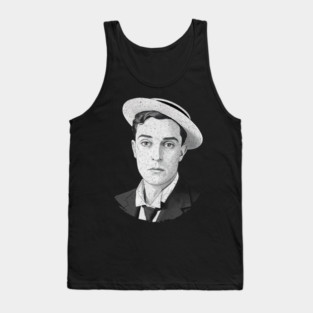 Buster Keaton Digital Distressed Grunge Portrait of The Great Stone Face Tank Top